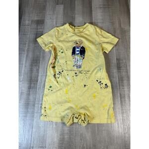 Polo Ralph Lauren One Piece 18M Toddler Polo Bear Paint Splatter Snaps Yellow